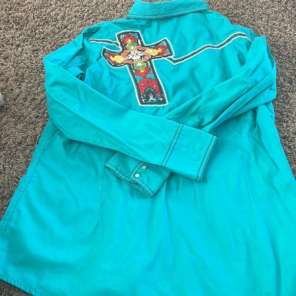 Ariat womens long sleeve button down cowgirl top XL - Picture 3 of 6